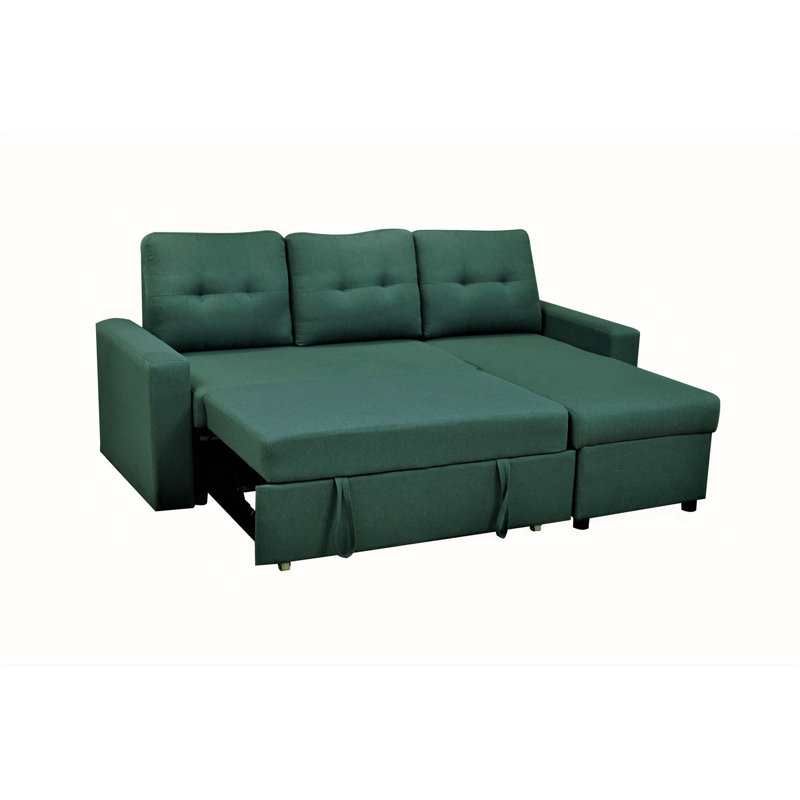 Canapé-lit modulaire convertible en forme de L, mobilier d'appartement élégant, canapé-lit escamotable pour petits espaces et salons, vert bleuâtre