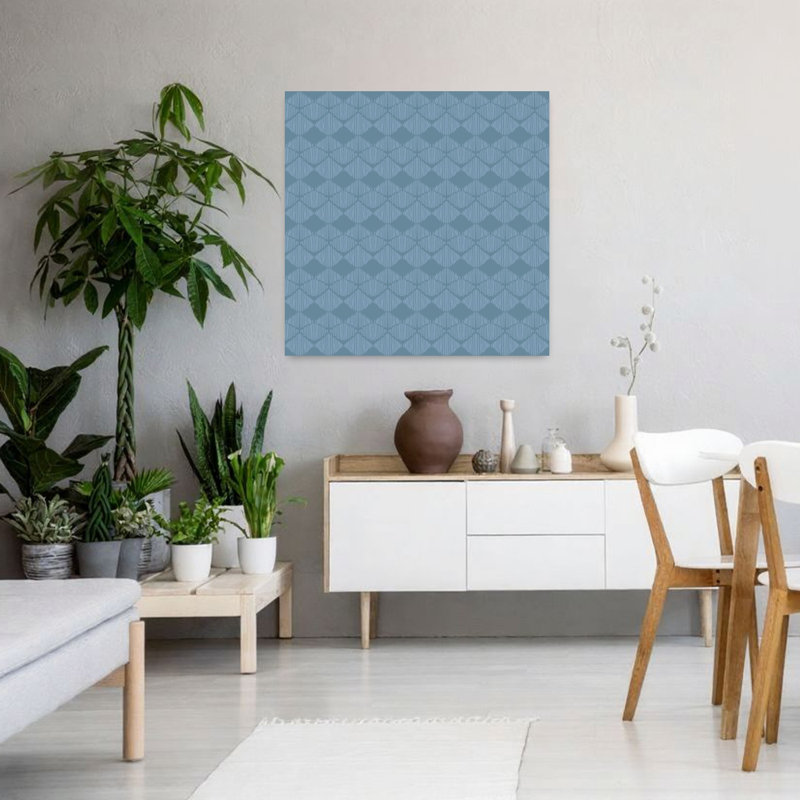 Art mural écailles bleues tissées, H 36 po x l 36 po