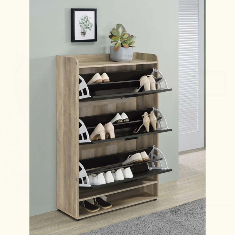 3-Tier Engineered Wood Shoe Cabinet With Spacious Storage And Stylish Design For Entryways And Hallways, Gray