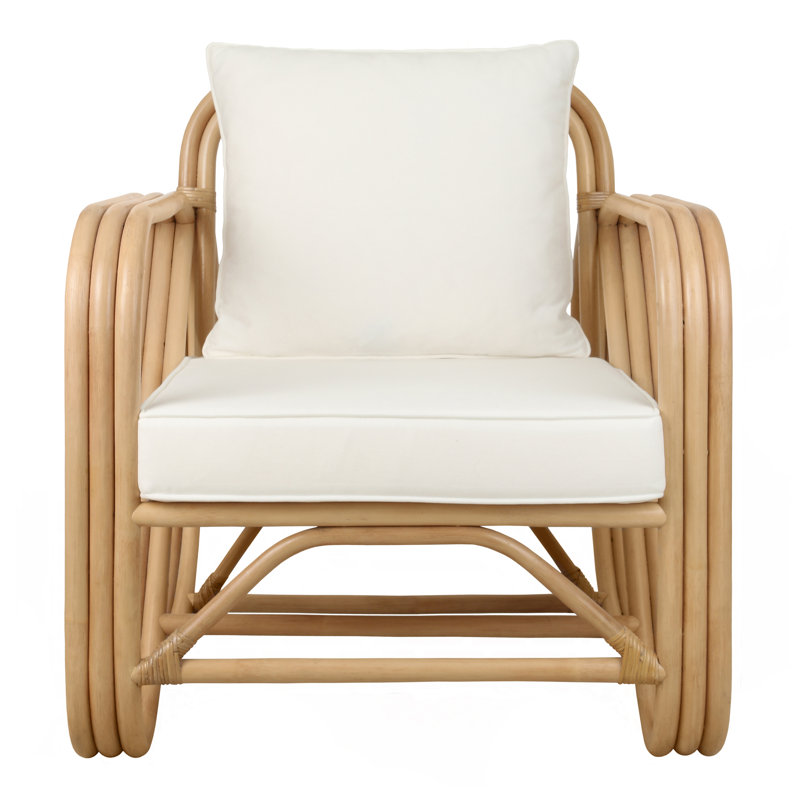 Aimara Rattan Upholstered Accent Armchair