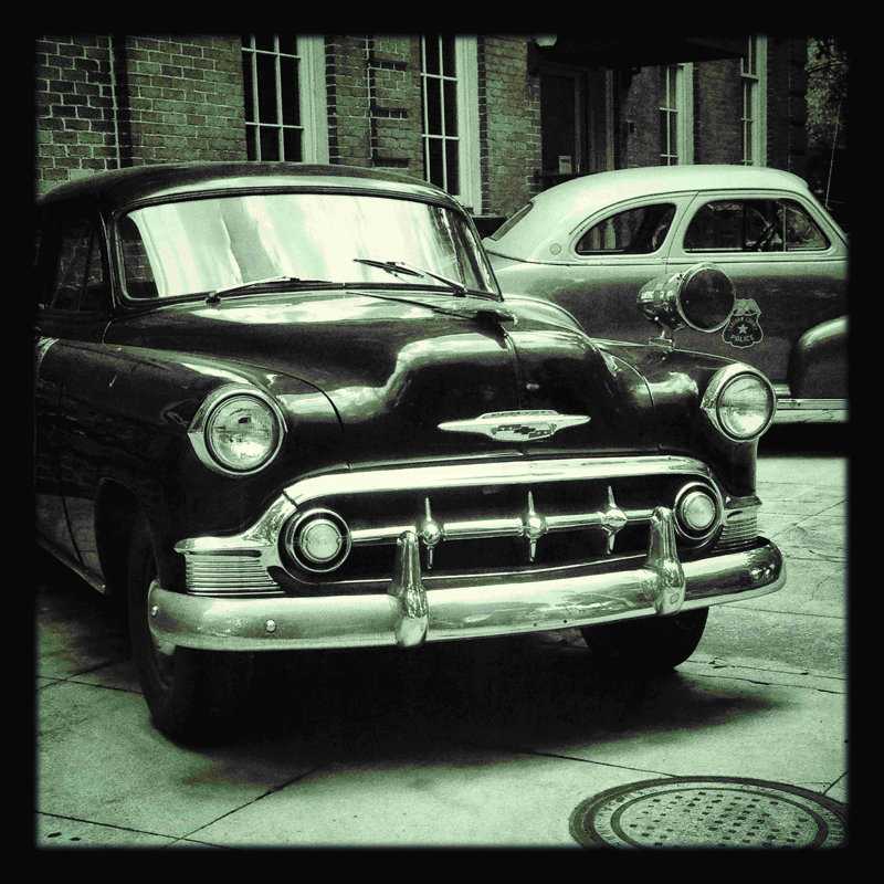 «Old Timey Cars», impression sur toile tendue, H 12 po x l 12 po