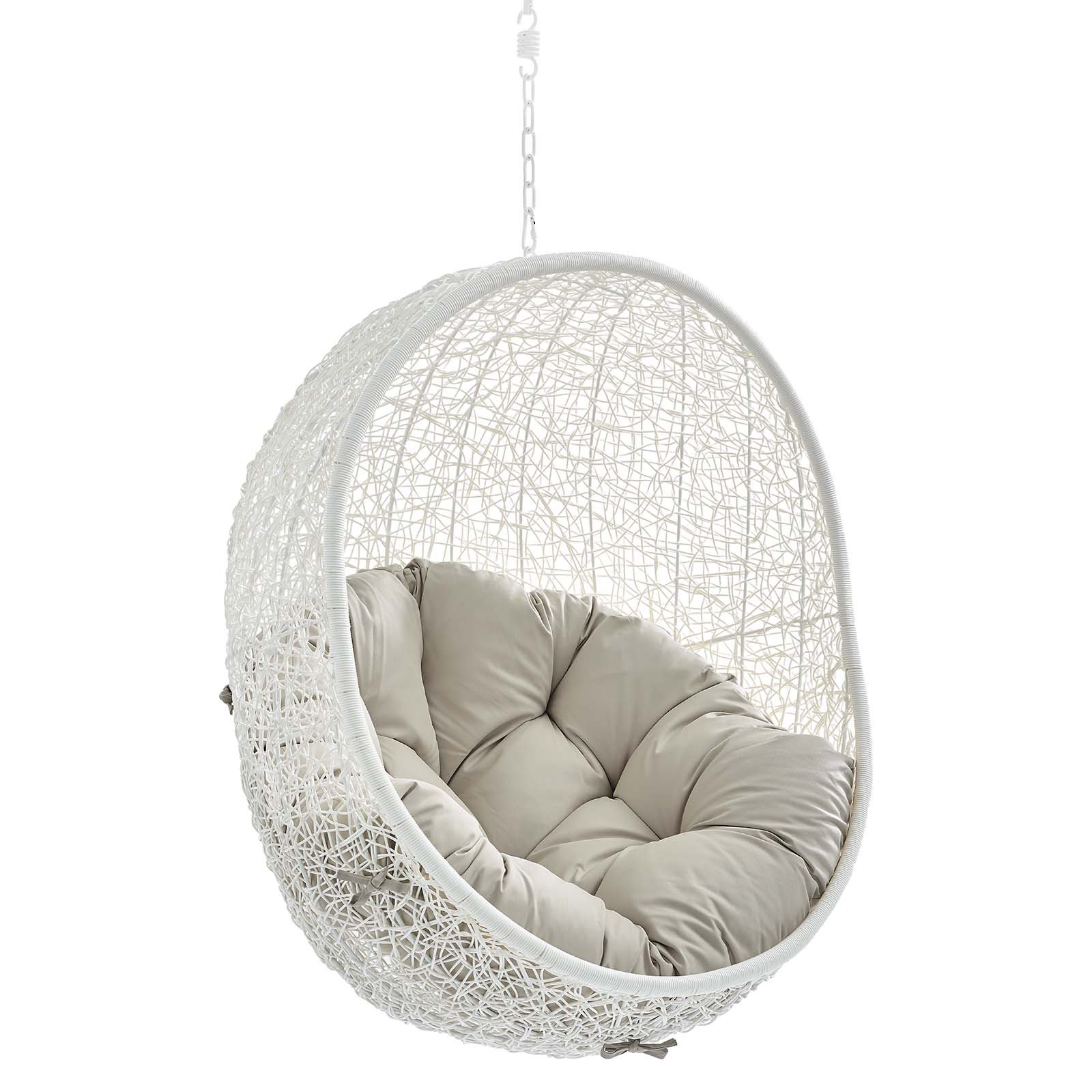 Modway Hide Sunbrella Fabric Swing Outdoor Patio Lounge Chair without Stand, White/Beige