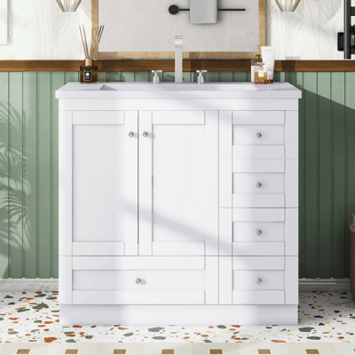 Meuble-lavabo autoportant de style shaker avec lavabo