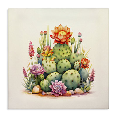 Art mural sur toile, "Desert Spring Cacti" par Andrea Haase