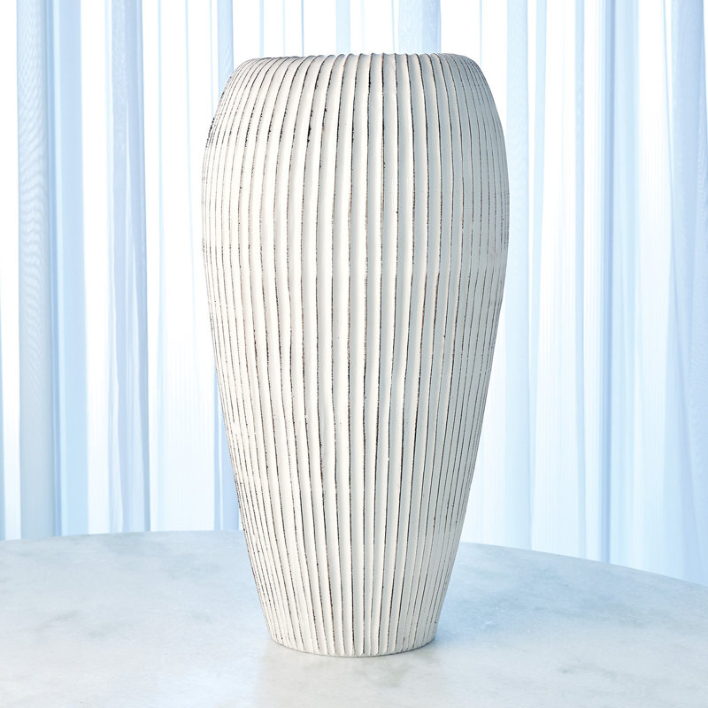 Vase Baleen - ivoire avec bords bruns