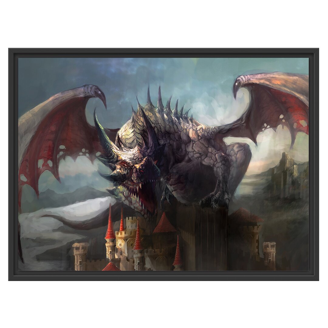 Der Drache auf der Festung Floater Frame Graphic Art Print auf Papier