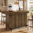 57.48-Inch Bar Table, Industrial Counter Height Pub Table with 2-Tier Storage, Rectangular Home Bar Unit with Metal Footrest for Home Kitchen, Dining Room, Bistro, Rustic Brown
