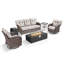 Ensemble de canapé d'extérieur en osier 5 pièces avec table de foyer et chaises pivotantes Agnes-31510375