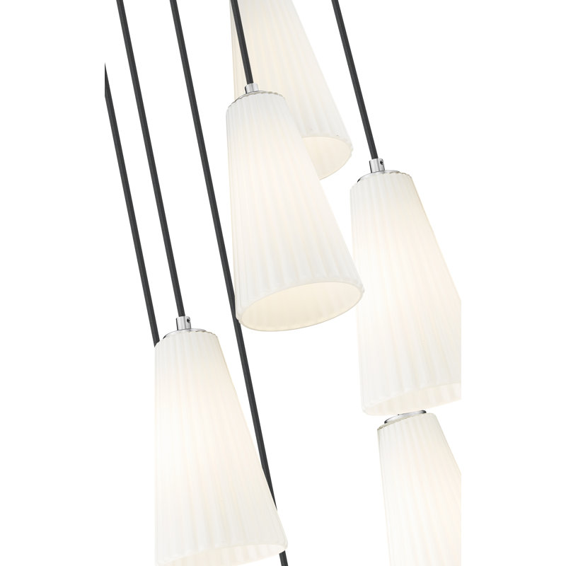 Lustre 5 lumières Ceinture, Nickel brossé, H 11 po x l 18 po x P 18 po