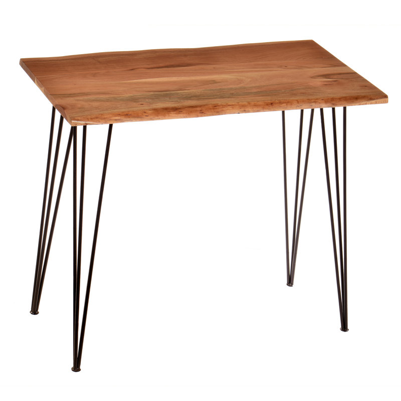 101.6cm Solid Wood Top Console Table, Natural/Black