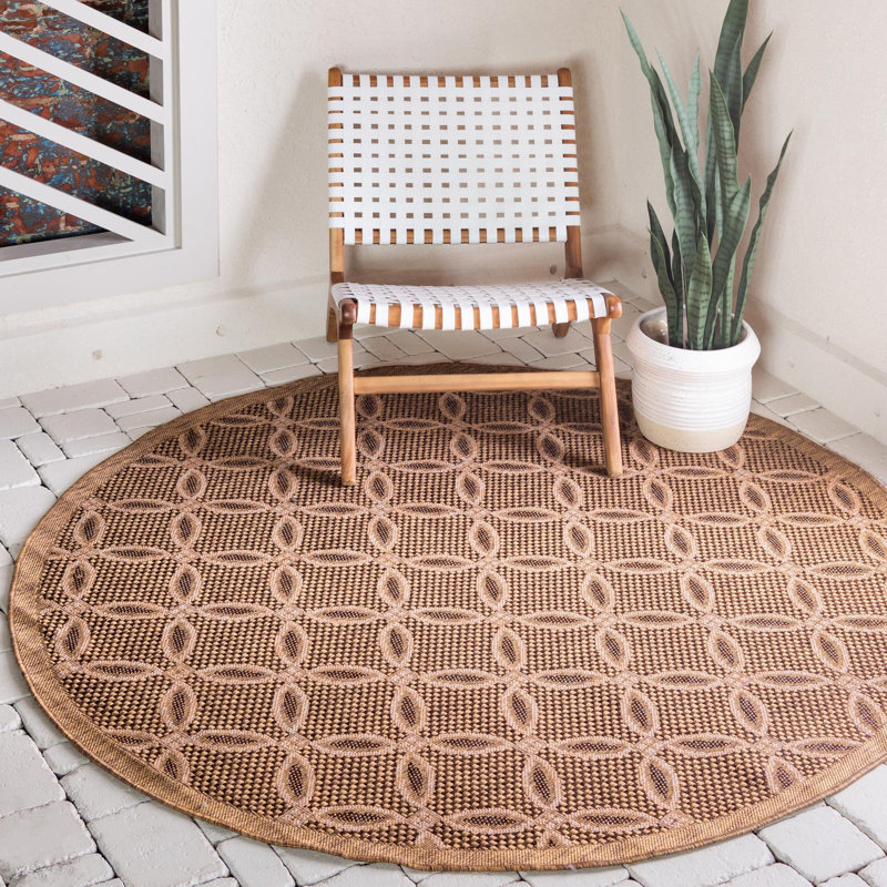 Tapis intérieur / extérieur brun clair Macrae, Rond 6 pi