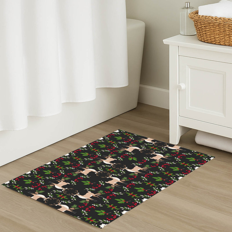 Tapis de bain Botanical Deer, Gris anthracite, Simple - L 24 po x l 17 po