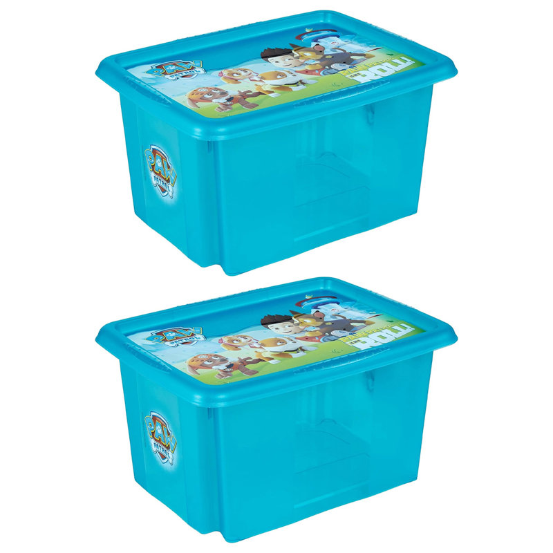 Set of 2 Paw Patrol Turn Around Box with Lid - Blue Transparent, 15L