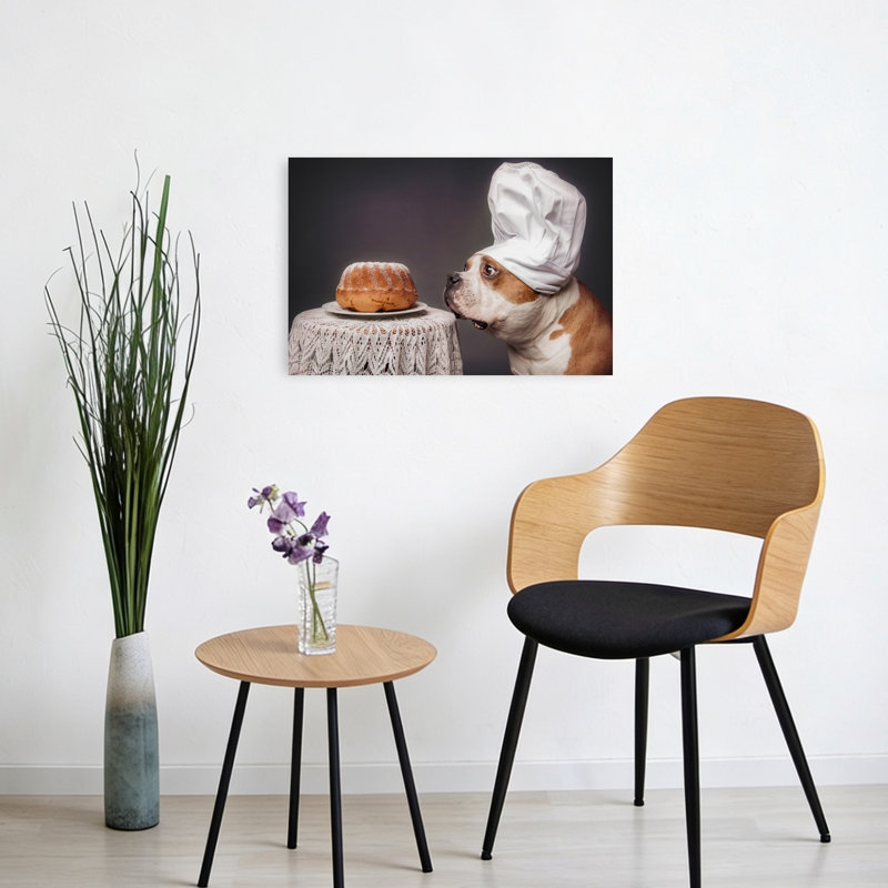 Curious Chef Dog Contemporary Dog Portrait Wall Art Print, 40.64cm H x 60.96cm W