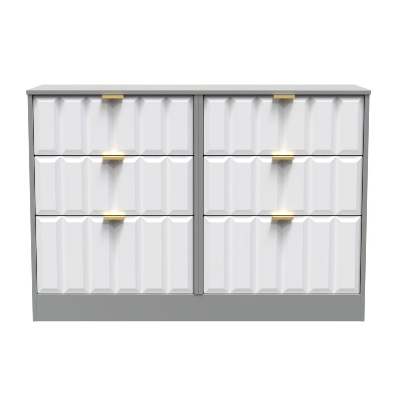Besian 115cm W 6 - Drawer Chest of Drawers, White Matt/Dusk Grey