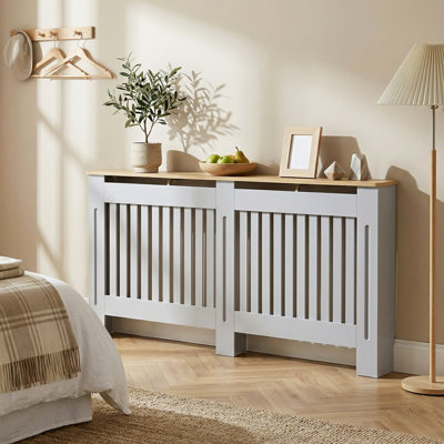 Radiator Radiator Cover Painted Slatted MDF Cabinet Lined Grill 172x19x81cm