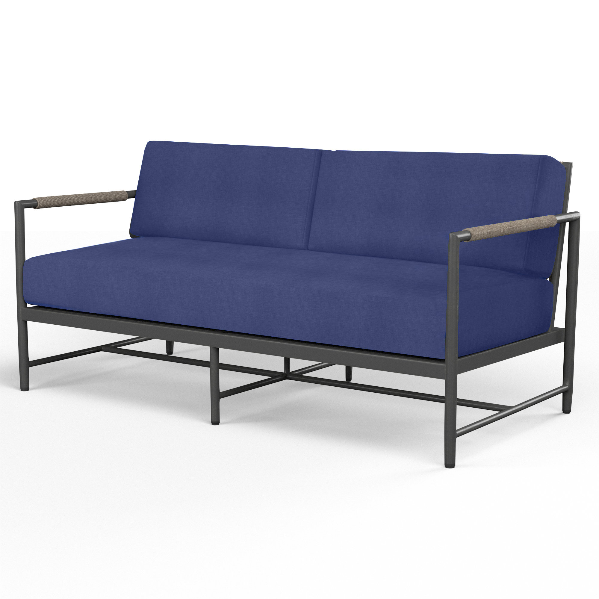 Esme 61.13'' Wide Rectangle Powder Coated Aluminum Loveseat with Sunbrella® Cushions, Echo Midnight Sunbrella®