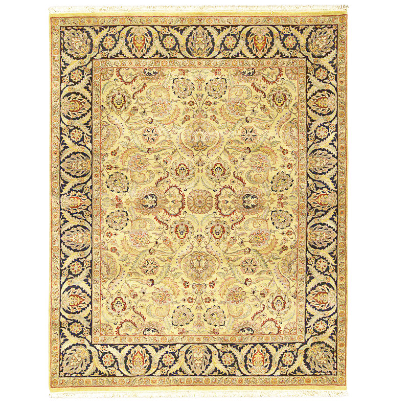 Hand Knotted Area Rug, Gold And Black, Rectangle 10'3" x 8'3"
