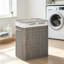 100L Laundry Basket with Lid and String Handles, 2 Section Collapsible Hamper with Removable Lining for Dirty Clothes Storage-131583279