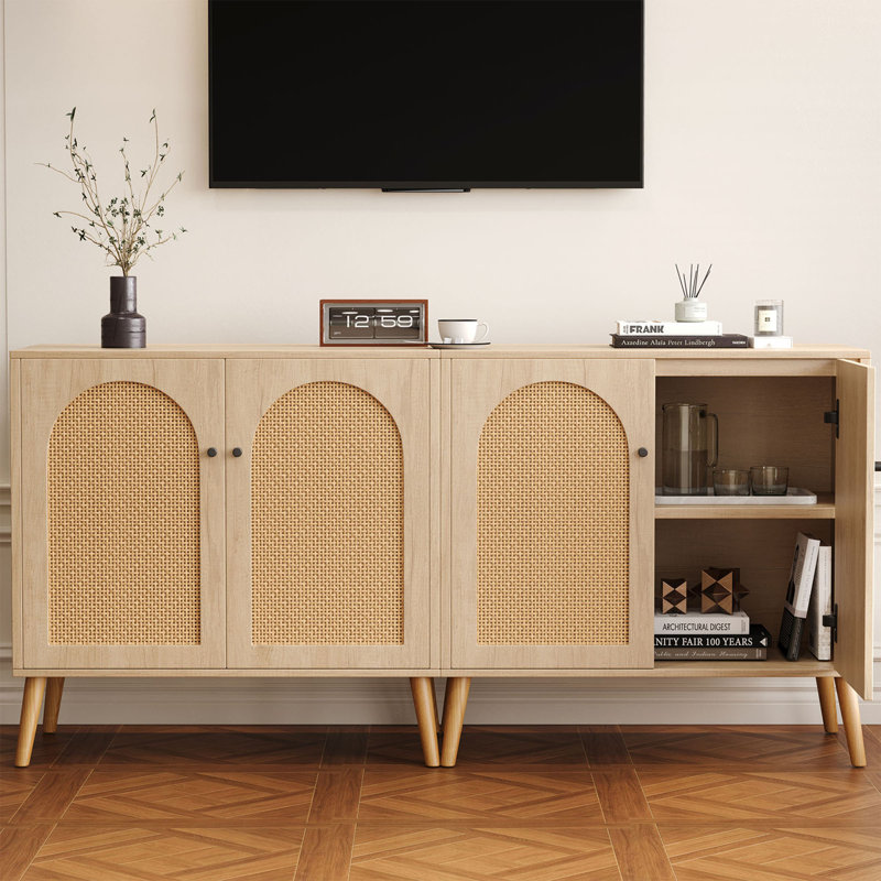 Rattan Accent Cabinet, 2-door Sideboard, Natural