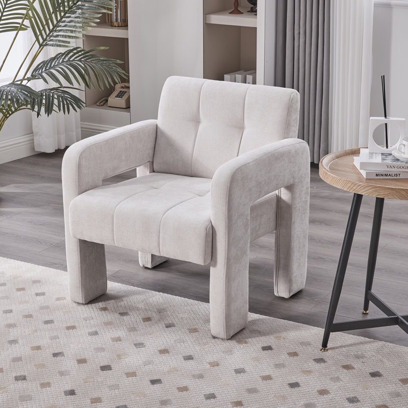 Fauteuil moderne minimaliste, fauteuil rembourré pour salon, chambre à coucher, bureau, Beige