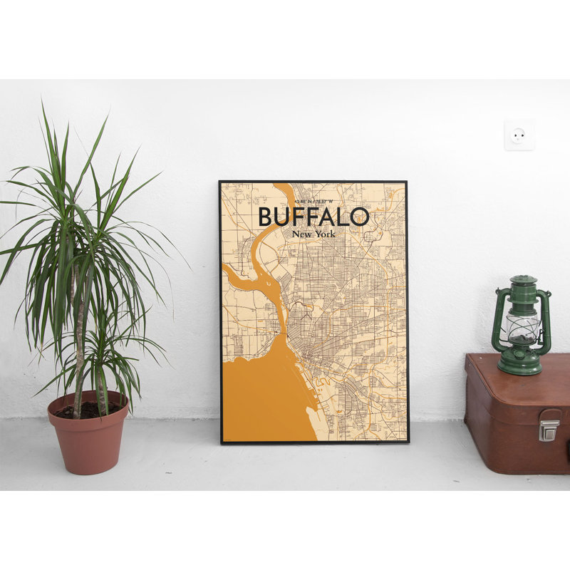 Buffalo City Map - No Frame Print, 60.2 cm H x 27.9 cm W