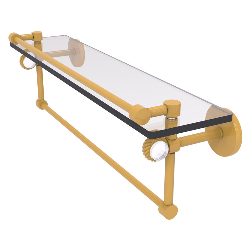Clearview Floating Shelf with Towel Bar, 6.7" H x 22" W x 5.8" D, Spanish Gold