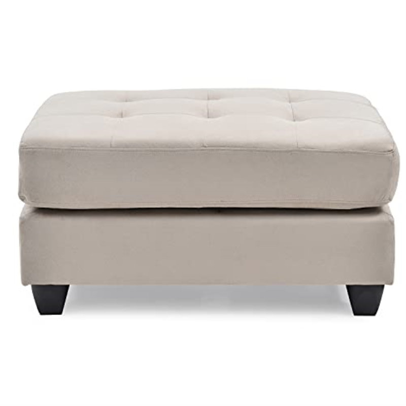 Liskeard Bella Tufted Rectangle Standard Ottoman, Vanilla Microsuede