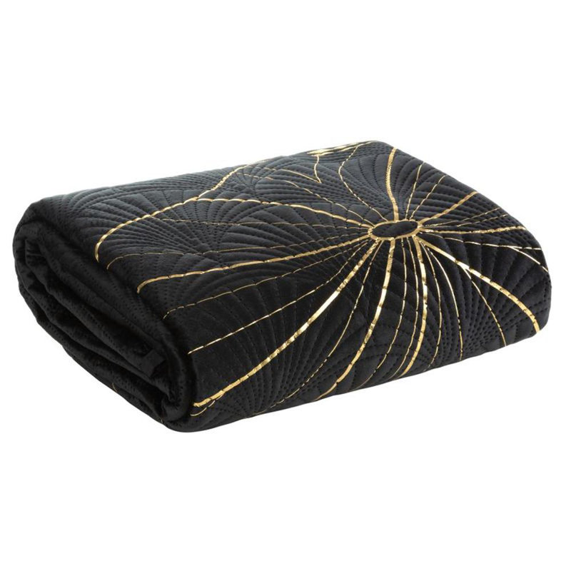 Polito Velvet No Pattern Bedspread, W220 x L240cm, Black