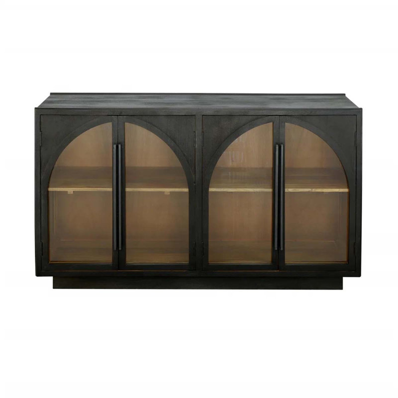 Buffet en bois à quatre portes Arvetta, Noir