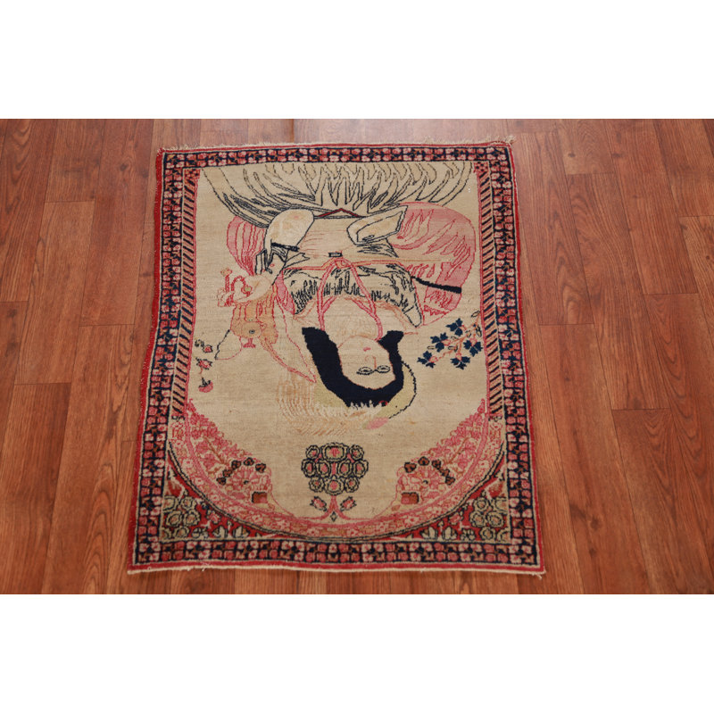 Tapis traditionnel pré-1900 à teinture végétale 2 x 3
