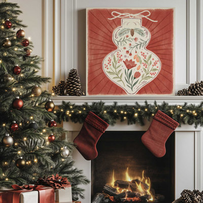 Reproduction d'ornement de Noël rétro sur toile dans un cadre poli