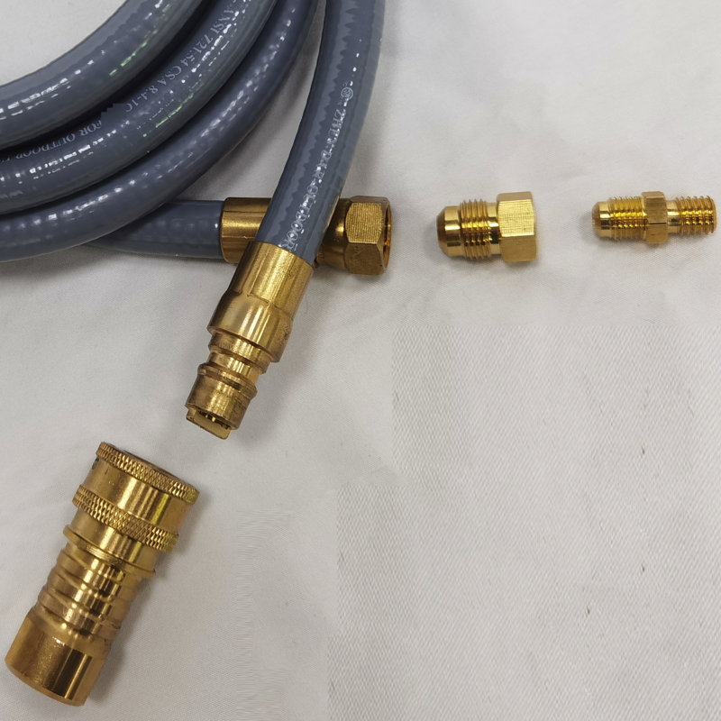 12Ft Low Hose With Quick Connect For Fire Table And Dual - Fuel Grills Wear Rubber Brass Reliable Use Design Long Term