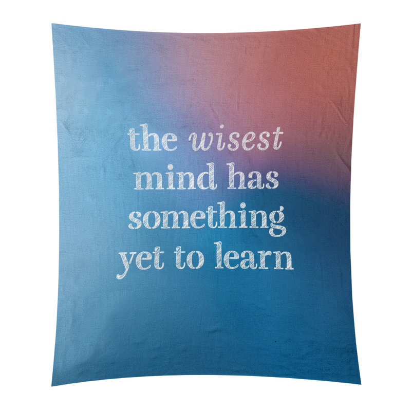 Tapisserie citation manuscrite en polyester, H 27,5 po x l 37,5 po, Bleu / rose
