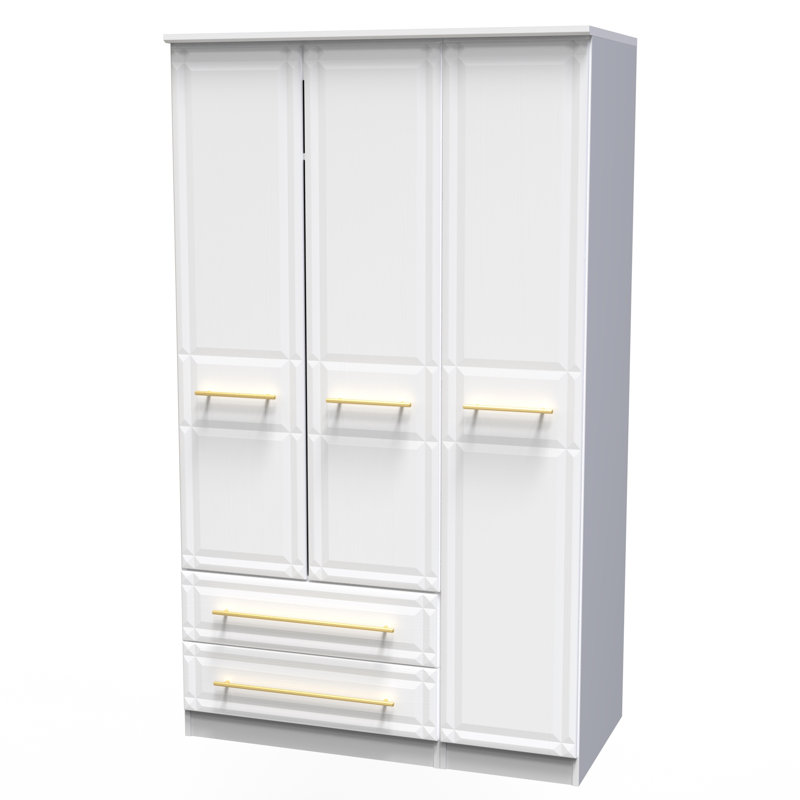 Fully Assembled 2 Door Wardrobe, 197cm H x 74cm W x 53cm D, White Ash