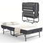 Lit pliant très long Mikenlee pour personnes de grande taille, lit escamotable robuste avec matelas en mousse à mémoire de forme de 5 po, lit d'invité portable sur roulettes, lit pliant simple pour économiser de l'espace-1990275374-1980838367