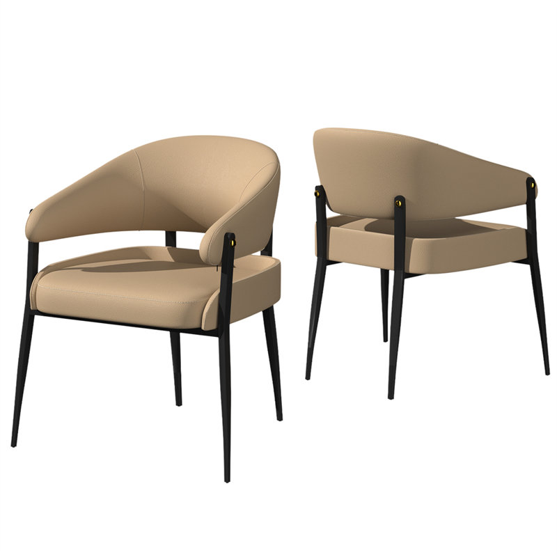 Set Of 2 Soban Microfiber Leather Upholstered Chairs, Tan