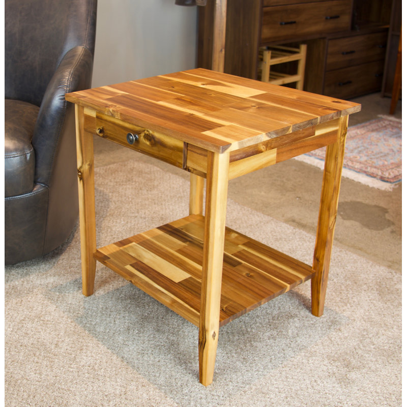Aiydan Solid Wood End Table with Storage, Natural