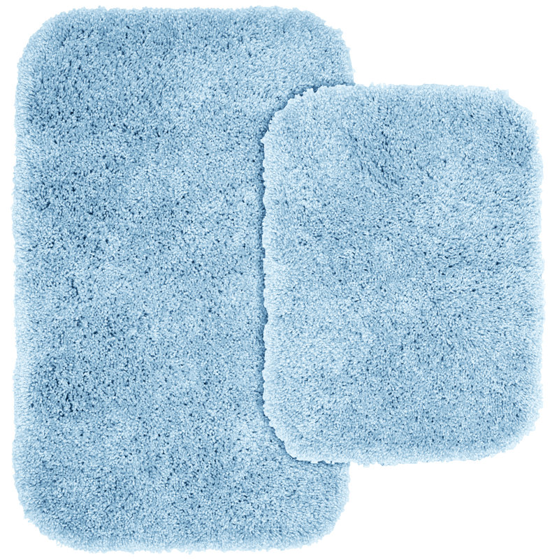 Treye Billie-Mae Nylon 2 Piece Bath Rug Set with Non-Slip Backing, Basin Blue