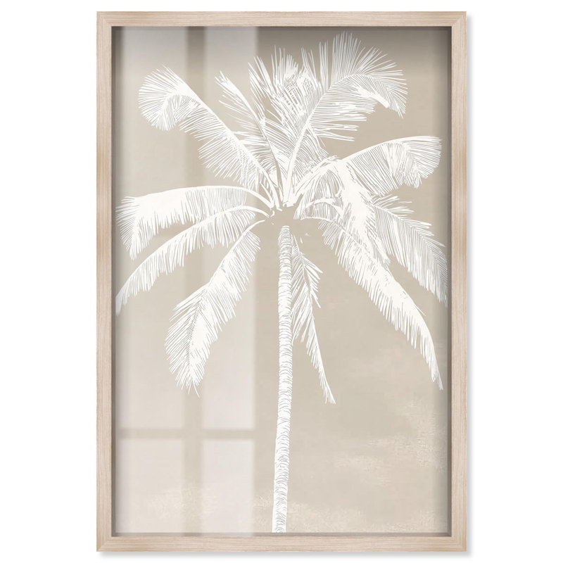 White Palm I Shadowbox Print Coastal Wall Art by Art Remedy, Blonde Frame, 31 x 46, 46" H x 31" W, Blonde Frame