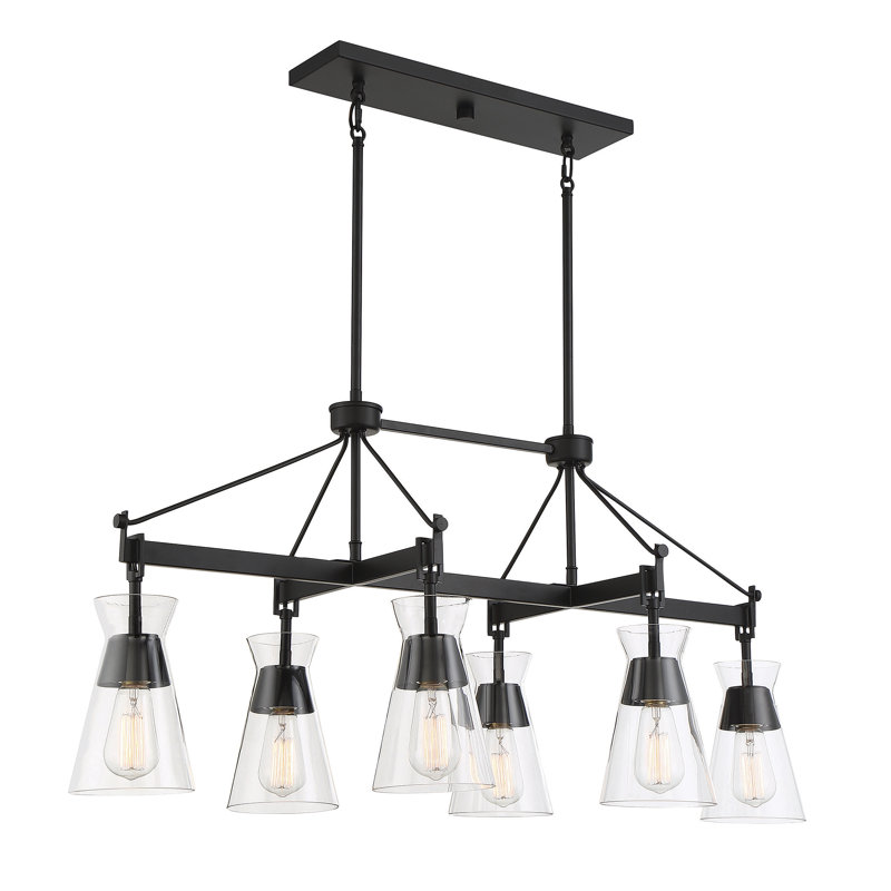 Lustre linéaire à 6 lumières Lakewood, Noir mat