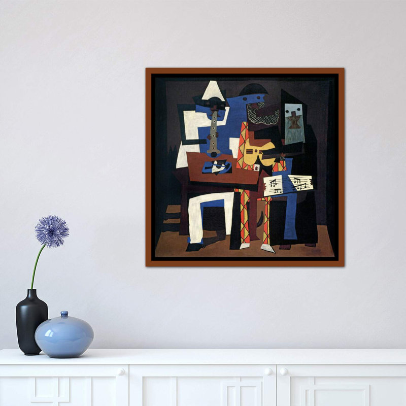 Trois Musiciens par Pablo Picasso - reproduction d'art, Toile avec cadre en bois classique, H 18 po x l 18 po x 1,5 po