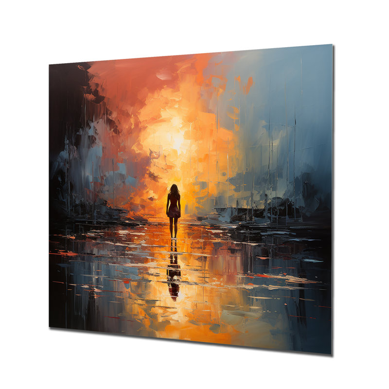 «Abstract Impressionistic Silhouette Woman», reproduction d'art murale abstraite en métal, H 36 po x l 36 po