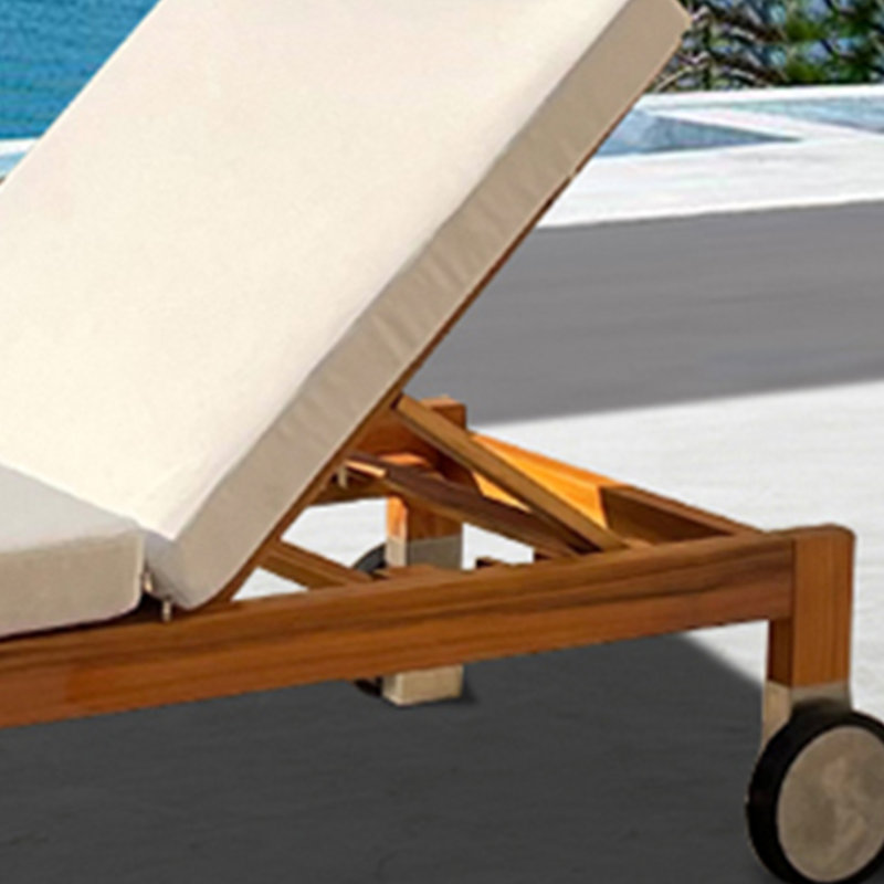 Premium Teak Outdoor Lounge Outdoor Wood Chaise Lounge , Cushion Included