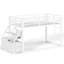 Lit superposé simple avec étagères et tiroirs de rangement, lit superposé en métal avec éclairage DEL, sans sommier, blanc-1019261298