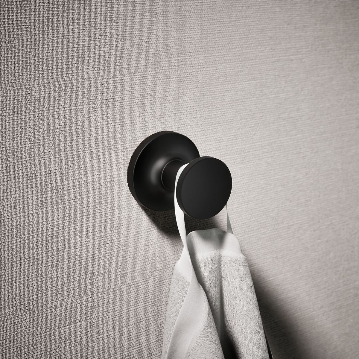 Purist Round Wall-Mounted Robe Hook, Matte Black
