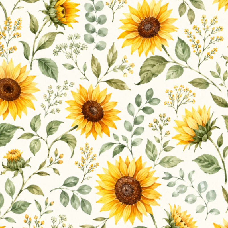 Papier peint pelez et collez, tournesol vibrant, feuilles vertes, fleurs jaunes, l 17,7 po x H 118 po auto-adhésif amovible