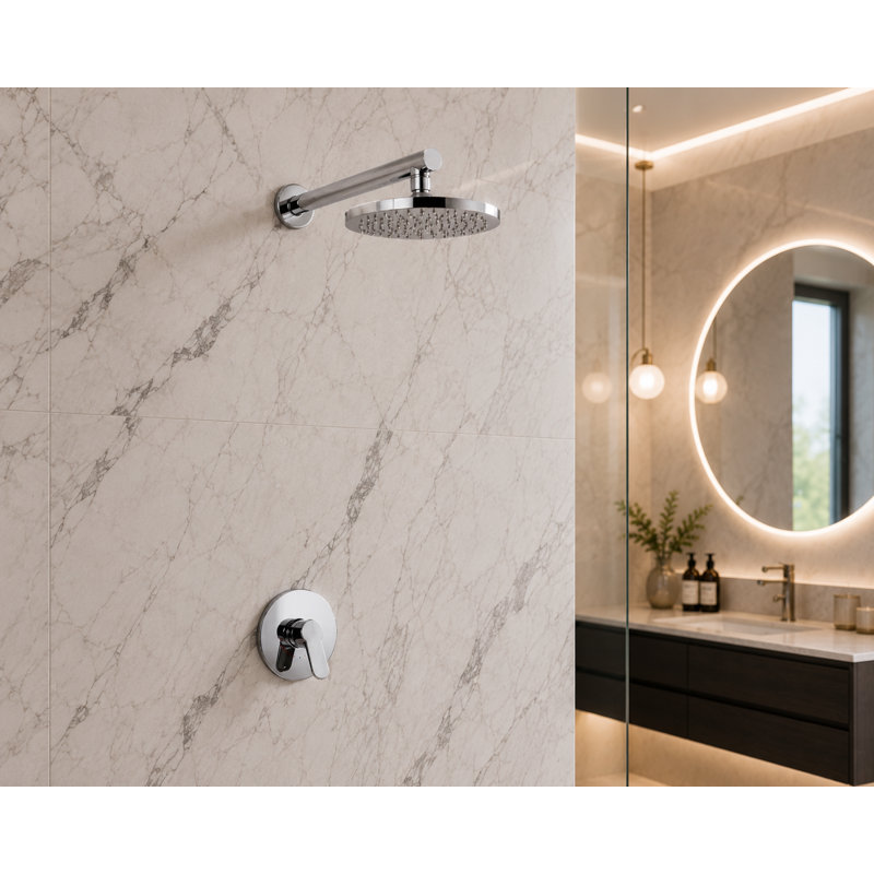 Fontana Reno Chrome Rainfall Wall Mount Round Shower Set (FS9723)