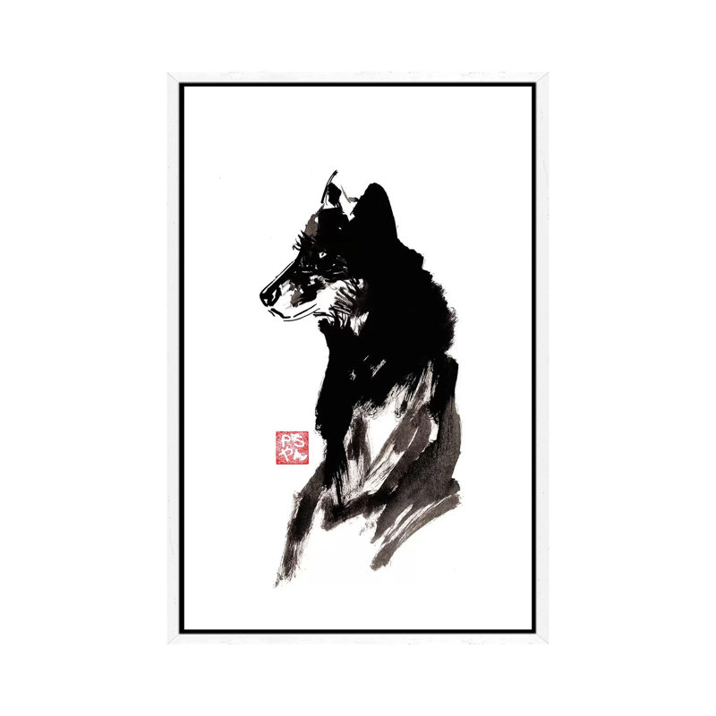 Wolf by Péchane - Print on Canvas, 101.6 cm H x 66.04 cm W, White Framed