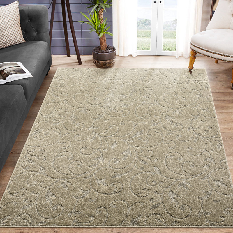 Polyester Area Rug in Gray, Rectangle 9' x 12'